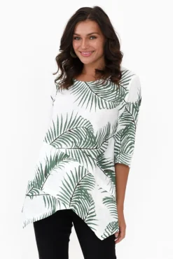 Linen Tops<Ruby Rain Anya Green Palm Linen Cotton Top