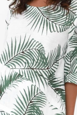 Linen Tops<Ruby Rain Anya Green Palm Linen Cotton Top