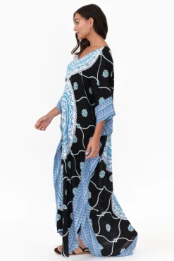 Maxi Dresses<Red Lotus Aqua Sequin Maxi Kaftan