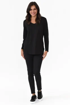 Cotton Tops<Cafe Latte Archer Black Cotton Long Sleeve Top