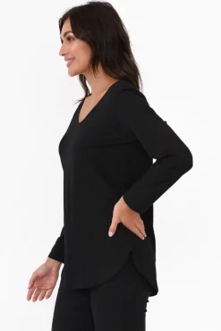 Cotton Tops<Cafe Latte Archer Black Cotton Long Sleeve Top