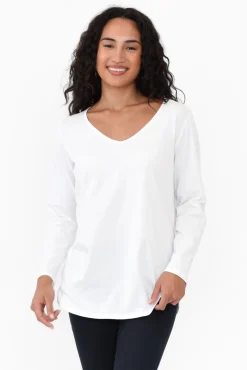 Cotton Tops<Cafe Latte Archer White Cotton Long Sleeve Top