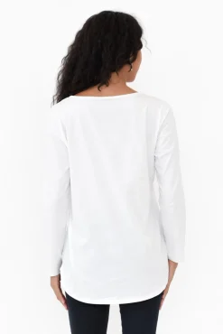 Cotton Tops<Cafe Latte Archer White Cotton Long Sleeve Top