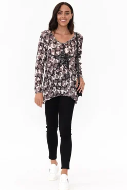 Sleeved Tops<Cafe Latte Archie Brown Splash Sequin Top