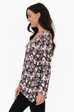 Sleeved Tops<Cafe Latte Archie Brown Splash Sequin Top