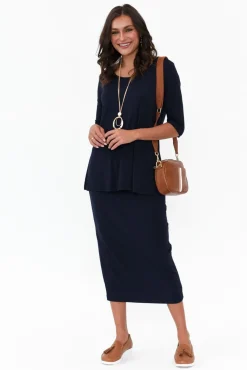 Sleeved Tops<Lou Lou Aretha Navy Bamboo Top