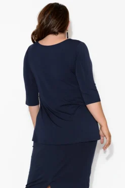 Sleeved Tops<Lou Lou Aretha Navy Bamboo Top