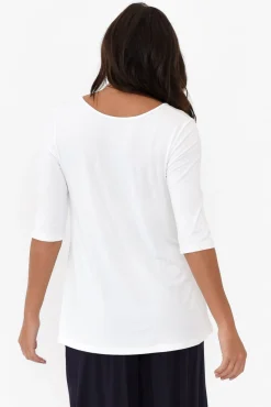 Sleeved Tops<Lou Lou Aretha White Bamboo Top