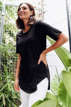 Cotton Tops<Betty Basics Ariana Black Cotton Tee