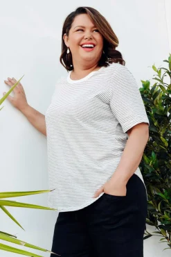 Cotton Tops<Betty Basics Ariana Black Stripe Cotton Tee