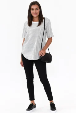 Cotton Tops<Betty Basics Ariana Black Stripe Cotton Tee