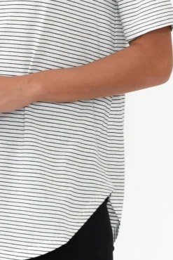 Cotton Tops<Betty Basics Ariana Black Stripe Cotton Tee
