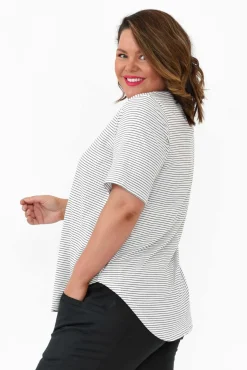 Cotton Tops<Betty Basics Ariana Black Stripe Cotton Tee