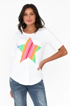 Cotton Tops<Betty Basics Ariana Rainbow Star Cotton Tee
