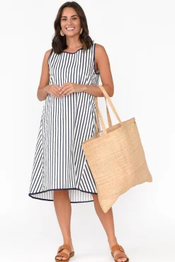 Cotton Dresses<Circ The Label Artemis White Stripe Cotton Dress