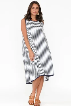 Cotton Dresses<Circ The Label Artemis White Stripe Cotton Dress