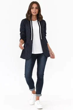 Jackets<Clarity Ascot Navy Stripe Jacket