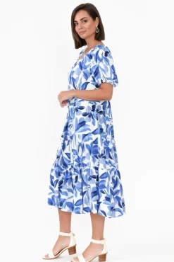 Cotton Dresses<Label of Love Aston Blue Flower Cotton Linen Dress