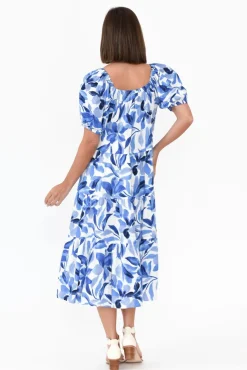 Cotton Dresses<Label of Love Aston Blue Flower Cotton Linen Dress