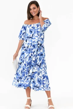 Cotton Dresses<Label of Love Aston Blue Flower Cotton Linen Dress