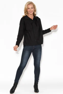 Cotton Tops<Tirelli Atticus Black Cotton Shirt