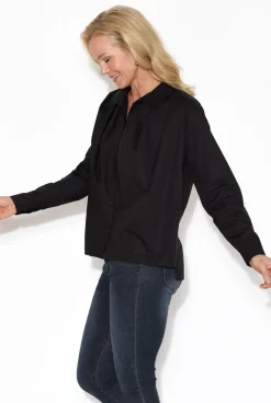 Cotton Tops<Tirelli Atticus Black Cotton Shirt