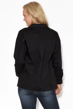 Cotton Tops<Tirelli Atticus Black Cotton Shirt