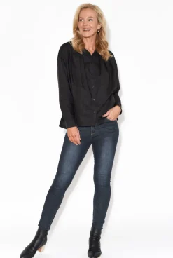 Cotton Tops<Tirelli Atticus Black Cotton Shirt