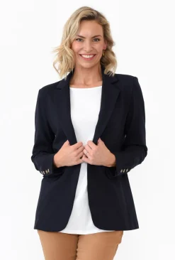 Jackets<365 Days Audra Navy Fitted Stretch Blazer