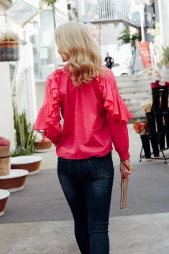 Cotton Tops<Fate Becker Aura Pink Cotton Ruffle Top