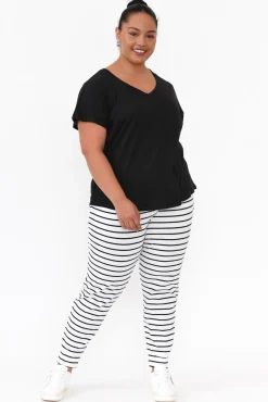 Cotton Tops<Betty Basics Ava Black Cotton V Neck Tee