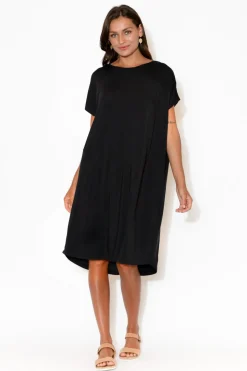 Below Knee Dresses<Tani Ava Black Micro Modal Shift Dress