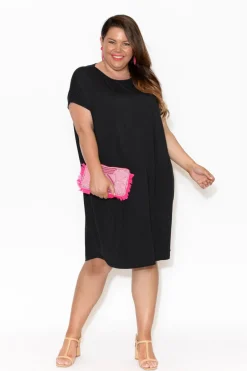 Below Knee Dresses<Tani Ava Black Micro Modal Shift Dress