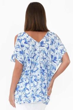 Sleeved Tops<Slate the Label Avalee Blue Garden Cold Shoulder Top