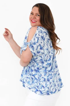 Sleeved Tops<Slate the Label Avalee Blue Garden Cold Shoulder Top