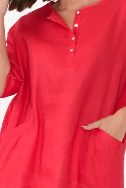 Linen Tops<Tirelli Ayla Red Linen Tunic