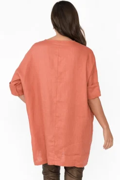 Linen Tops<Tirelli Ayla Rust Linen Tunic