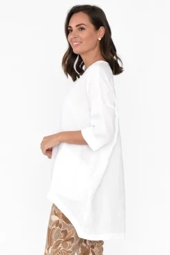 Linen Tops<Tirelli Ayla White Linen Tunic