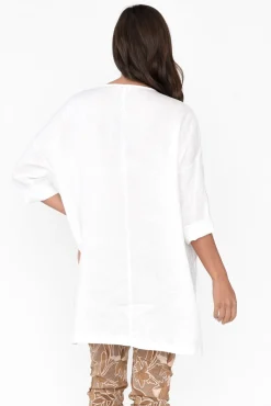 Linen Tops<Tirelli Ayla White Linen Tunic