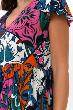 Above Knee Dresses<One Summer Azalea Blue Mosaic Crinkle Dress