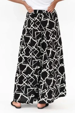 Pants<Silver Wishes Baker Black Geo Wide Leg Pant