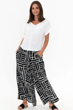 Pants<Silver Wishes Baker Black Stripe Wide Leg Pant