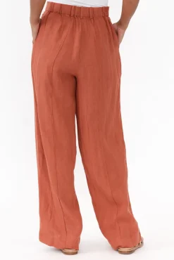 Pants<Eadie Lifestyle Barton Rust Linen Pant