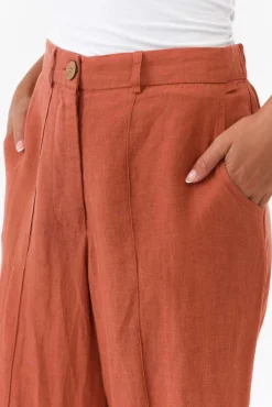 Pants<Eadie Lifestyle Barton Rust Linen Pant