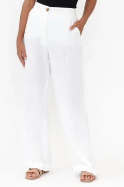Pants<Eadie Lifestyle Barton White Linen Pant