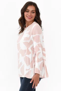 Sleeved Tops<New U Collection Bateman Pink Abstract Panel Top