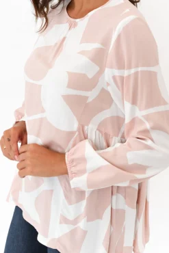 Sleeved Tops<New U Collection Bateman Pink Abstract Panel Top