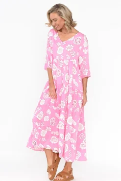 Maxi Dresses<Pq Becker Candy Pink Abstract Maxi Dress