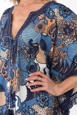 Cotton Dresses<Mozaic Bedarra Blue Blossom Cotton Kaftan