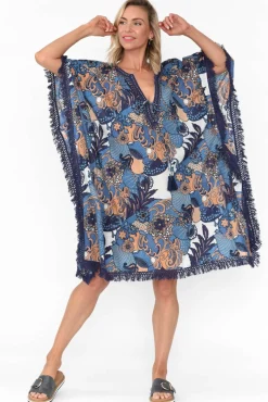 Cotton Dresses<Mozaic Bedarra Blue Blossom Cotton Kaftan